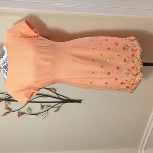 Vintage peach dress flowers & vines